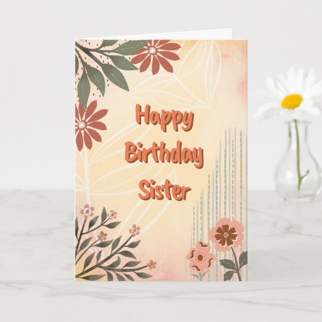 Happy Birthday Sister Card (Small Plant)