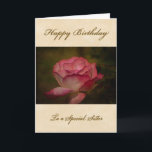 Happy Birthday Sister Greeting Card<br><div class="desc">A Digitalbcon Images Design featuring a Gold,  beige and pastel rose coloured theme with a variety of custom images,  patterns,  shapes,  styles and fonts in this one-of-a-kind Birthday Greeting Card.  it comes complete with a matching interior and a customisable birthday wish for that special sister.</div>