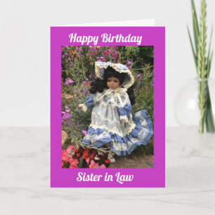Happy Birthday sister in law Black doll 3 Card