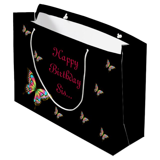 Happy Birthday Sister Large Gift Bag (Back Angled)