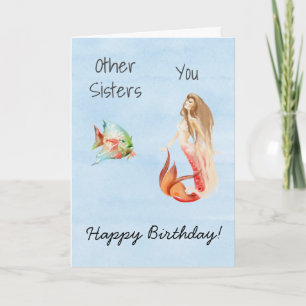 Happy Birthday Sister Mermaid Lover  Card
