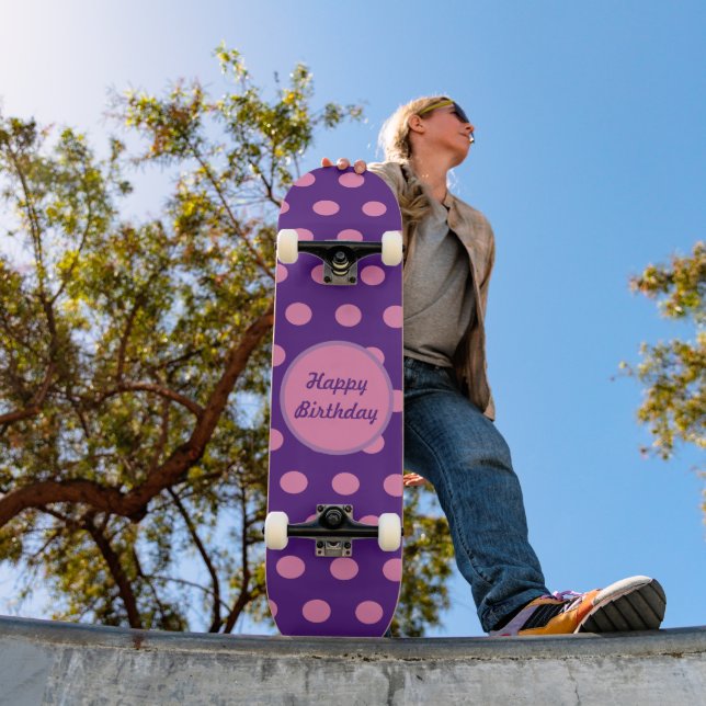 Happy Birthday Skateboard (Purple & Pink) (Outdoor 1)