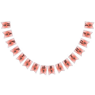 Happy Birthday Skeleton Holding Red Rose on Stem Bunting