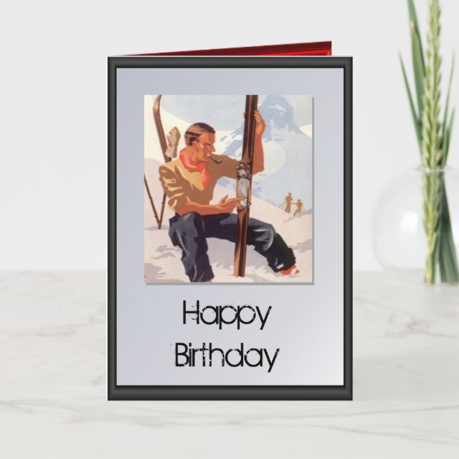 Happy Birthday - Ski time Card (Front)