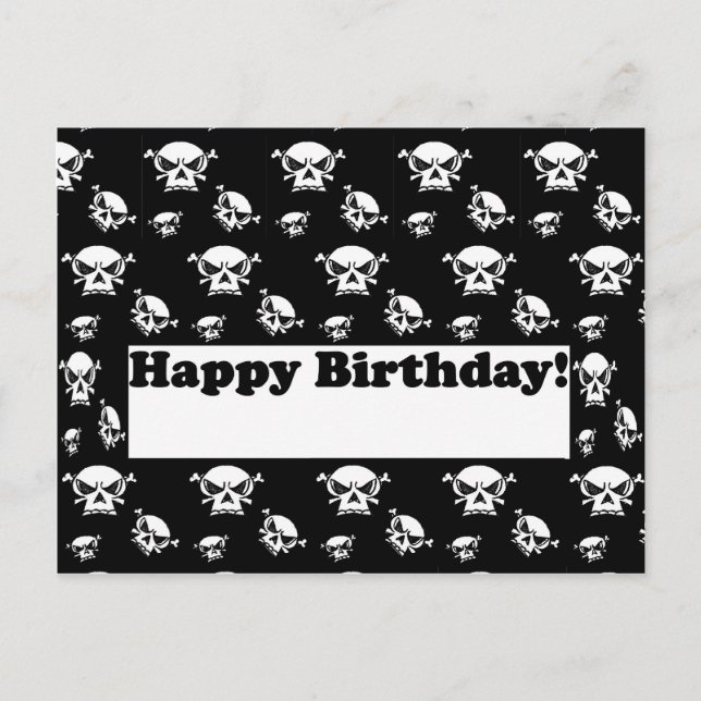 Happy Birthday Skulls Template Postcard (Front)