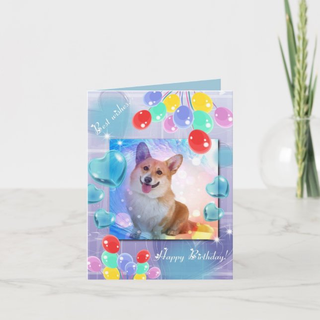 Happy Birthday Smiling Corgi Note Card (Front)