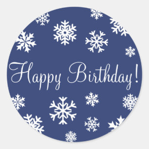 Happy Birthday Snowflakes Envelope Sticker Seal