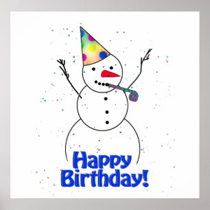 Happy Birthday  Snowman Poster