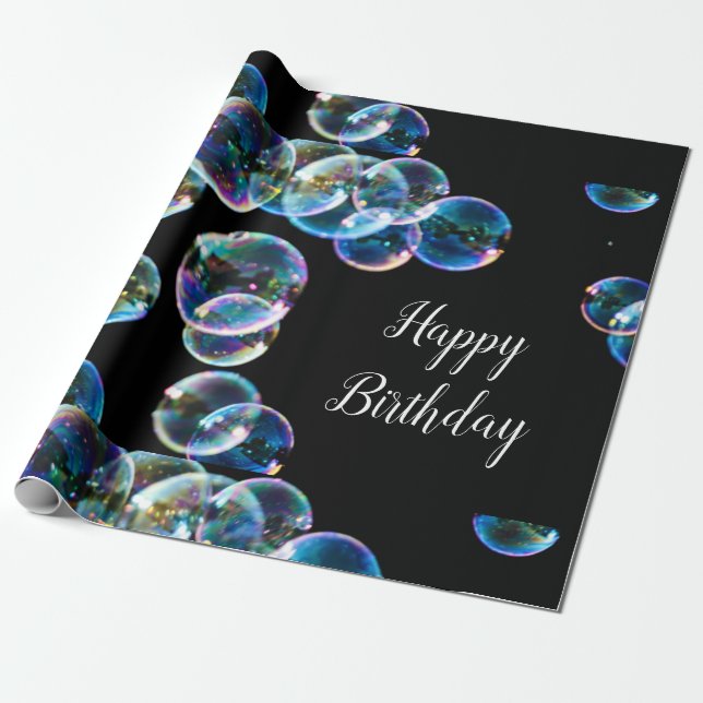 Happy Birthday Soap Bubble Gift  Wrapping Paper (Unrolled)
