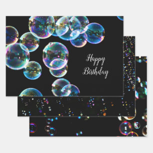 Happy Birthday Soap Bubble Gift Wrapping Paper Sheet