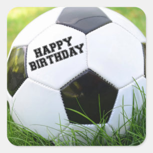 Happy Birthday Soccer Ball Square Sticker