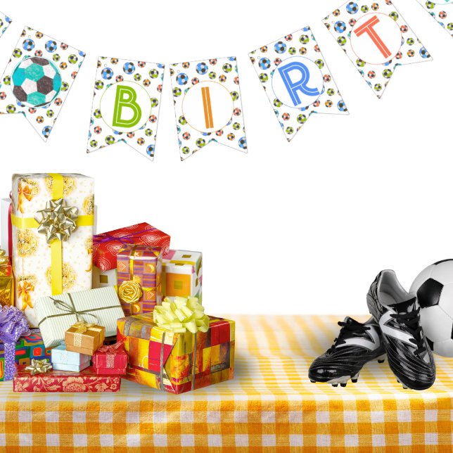 Happy Birthday Soccer Balls Bunting Banner (Creator Uploaded)