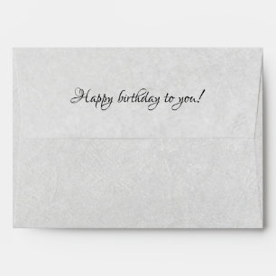 happy birthday soft grey creased texture envelope