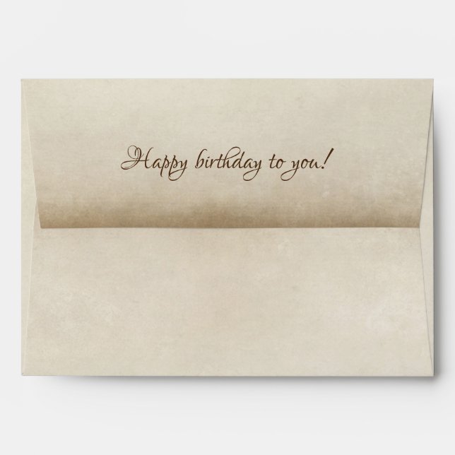 happy birthday soft sepia texture envelope (Back (Top Flap))