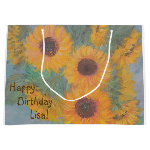 Happy Birthday Soft Sunflower Large Gift Bag