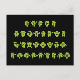 Happy Birthday Software Developer (Bugdroid) Postcard