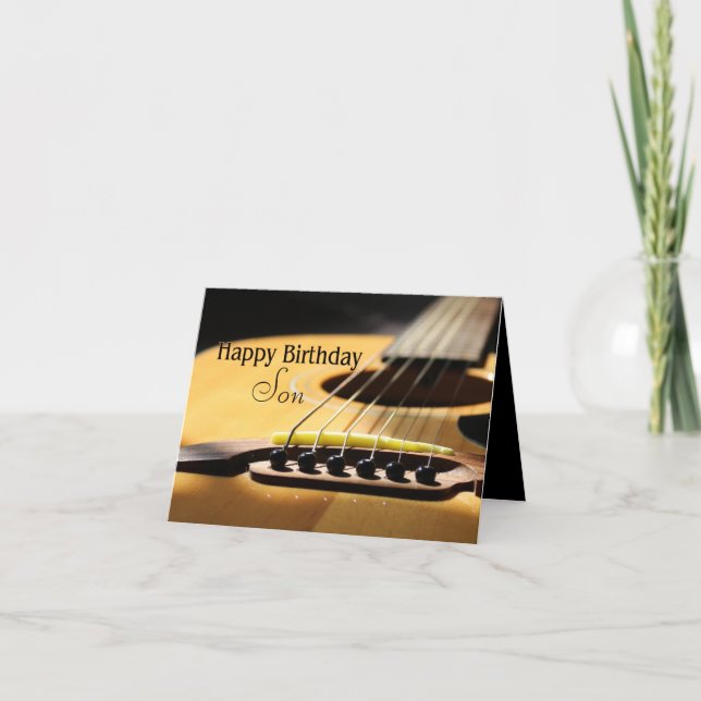 Happy Birthday Son! Acoustic Guitar Photo Holiday Card (Front)