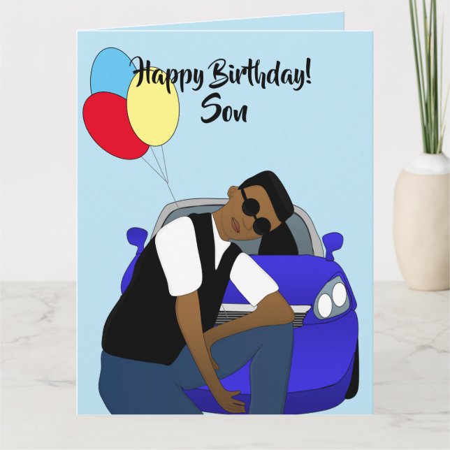 Happy Birthday Son African American Card (Front)