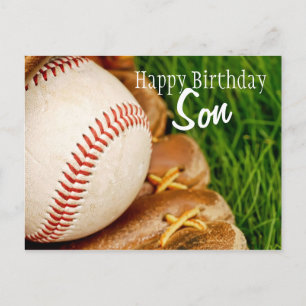 Happy Birthday Son Baseball with Mitt Postcard