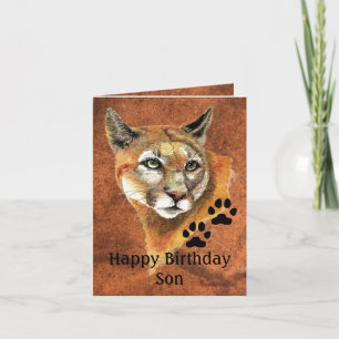 Happy Birthday Son Cougar, Puma, Mountain Lion Ani Card