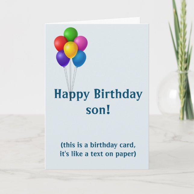 Happy Birthday Son Funny Text Phone Holiday Card (Front)