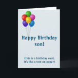 Happy Birthday Son Funny Text Phone Holiday Card<br><div class="desc">This design may be personalised by clicking the customise button and changing the name, initials or words. You may also change the text colour and style or delete the text for an image only design. Contact me at colorflowcreations@gmail.com if you with to have this design on another product. Purchase my...</div>