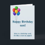 Happy Birthday Son Funny Text Phone Holiday Card<br><div class="desc">This design may be personalised by clicking the customise button and changing the name, initials or words. You may also change the text colour and style or delete the text for an image only design. Contact me at colorflowcreations@gmail.com if you with to have this design on another product. Purchase my...</div>
