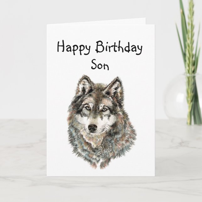 Happy Birthday Son Humour Wolf, Wolves Card (Front)