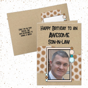 Happy Birthday son in law photo brown Card