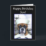 Happy birthday Son Navy Sailor Boxer Dog  card<br><div class="desc">Happy birthday Son Navy Sailor Boxer Dog greeting card</div>