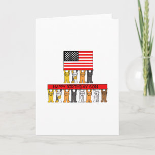 Happy Birthday Son Patriotic card with USA flag.
