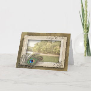 HAPPY BIRTHDAY - SON - VINTAGE LAKE SCENE CARD