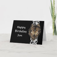 Happy Birthday Son Wild Grey Wolf Head