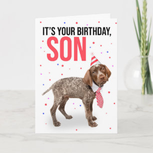Happy Birthday Son Young Puppy in Hat and Tie  Hol Holiday Card