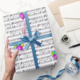 Happy Birthday Song And Balloons Wrapping Paper