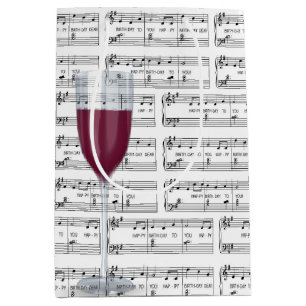 Happy Birthday Song With Wine Medium Gift Bag
