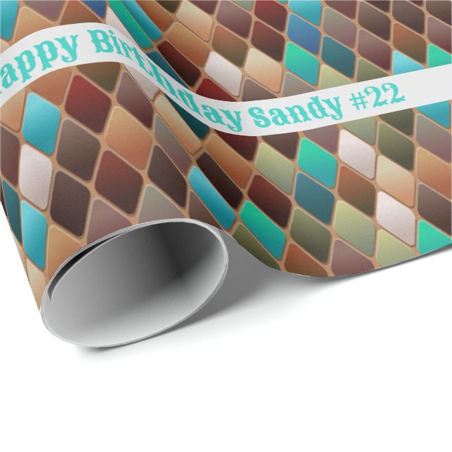 Happy Birthday Southwest Earth Tones Add Name Age Wrapping Paper (Roll Corner)