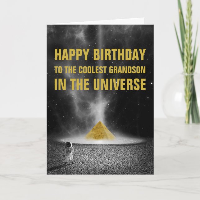 Happy Birthday Space Pyramid with Astronaut Card (Front)
