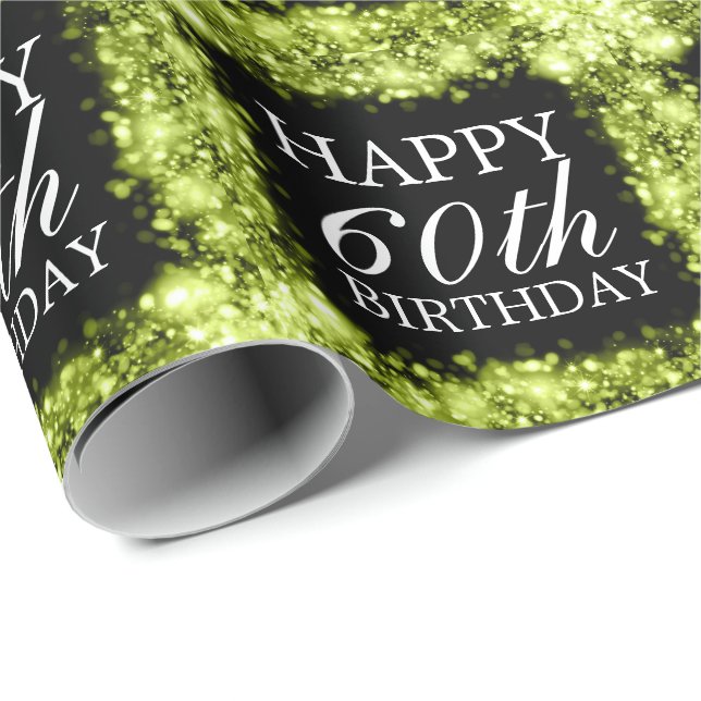 Happy Birthday Sparkling Lights Lime Wrapping Paper (Roll Corner)