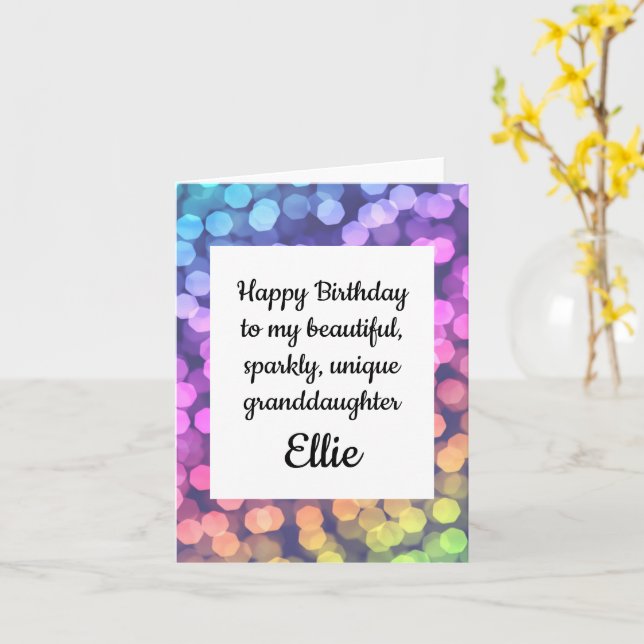 Happy Birthday Sparkly Granddaughter Card (Yellow Flower)