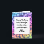 Happy Birthday Sparkly Granddaughter Card<br><div class="desc">Personalise this colourful birthday card with your granddaughter's name. For beautiful,  unique granddaughters who add a touch of sparkle to your life! Insides left blank for your own message - either typed or handwritten.</div>