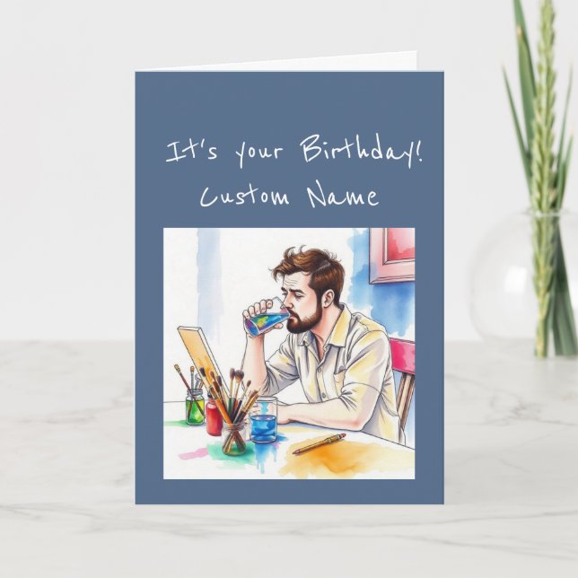 Happy Birthday  Special Watercolor Artist Humor Card (Front)