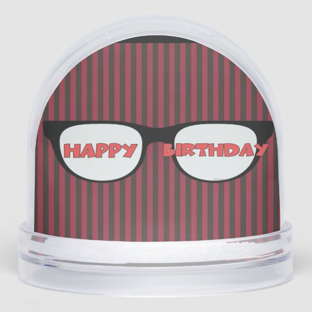 Happy Birthday Spectacles Snowglobe (Front)