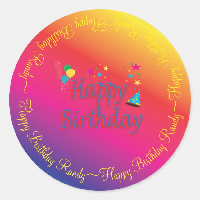 Happy Birthday Spectrum Custom Classic Round Sticker (Front)