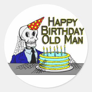 Happy Birthday Spider Web Old Man Classic Round Sticker