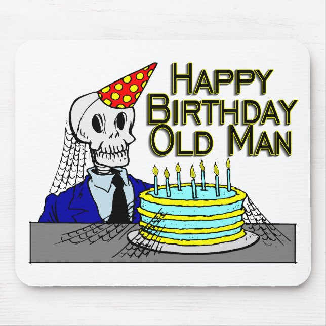 Happy Birthday Spider Web Old Man Mouse Pad (Front)