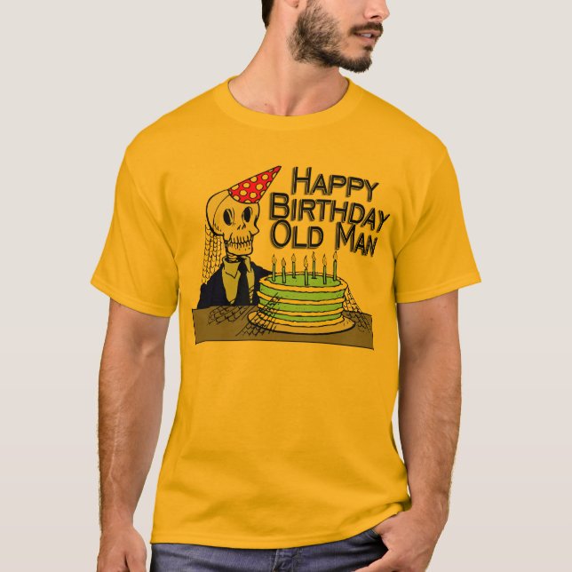 Happy Birthday Spider Web Old Man T-Shirt (Front)
