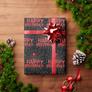 Happy Birthday spiderweb wrapping paper