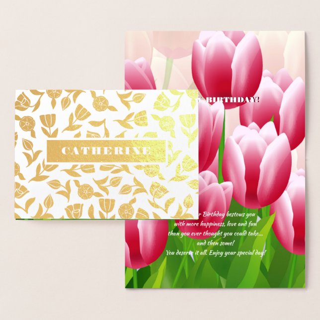Happy Birthday. Sping Tulip Luxury Real Foil Cards (Display)
