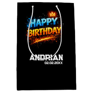 Happy Birthday Splash Design (Custom) Medium Gift Bag